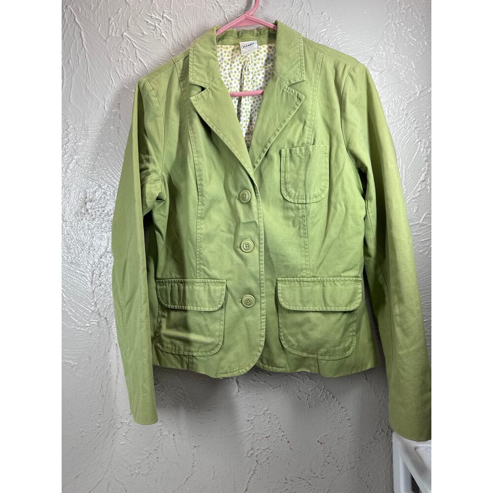 Old Navy Green Jacket‎ Womens Lined Blazer Classic Retro Light Casual Size Large